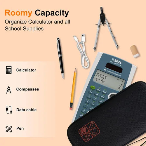 Vista 3 de BOVKE Estuche rígido para calculadora científica TI-30XIIS TI-30XS TI-30Xa TI-36X Pro, negro+naranja