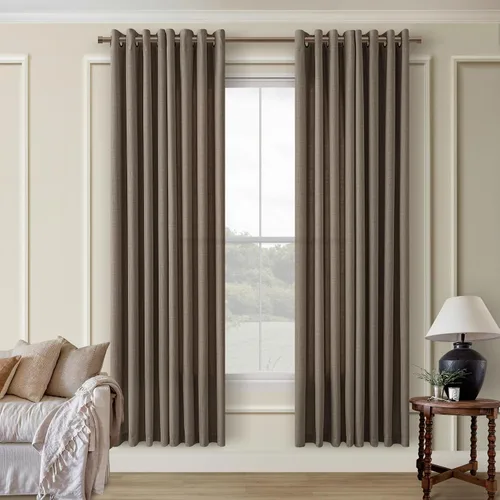 Vista 89 de Cortinas de avena con ojales DUKIYO de 96 pulgadas de largo para sala de estar, comedor, juego de 2 paneles, cortinas de arena y beige