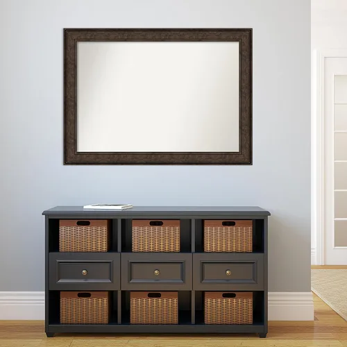 Vista 24 de Amanti Art Espejo de pared personalizado no biselado (25 x 25 pulgadas), marco de bronce acentuado, varios tamaños personalizados, espejo de baño