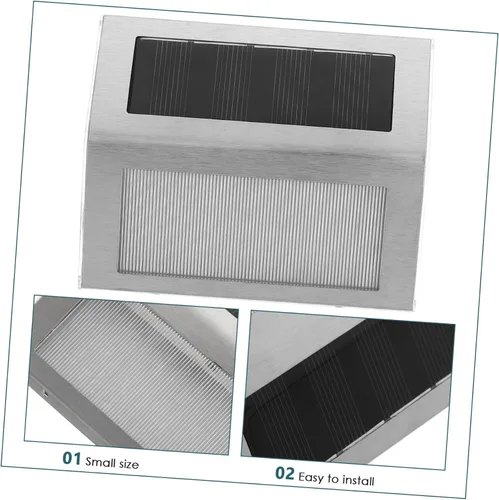 Vista 3 de DOITOOL Lar Step Lights para exteriores Paquete de 4 luces solares de acero inoxidable para escaleras, luces de escalón, lámpara de pared solar