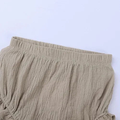Vista 2 de HAOLUKI Pantalones cortos básicos de algodón y lino para recién nacidos pantalones cortos de polipropileno