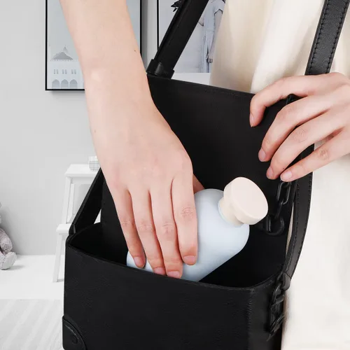 Vista 4 de Botellas de champú de viaje de plástico de 6.8 onzas, botellas exprimibles recargables con tapa abatible para artículos de tocador, recipiente