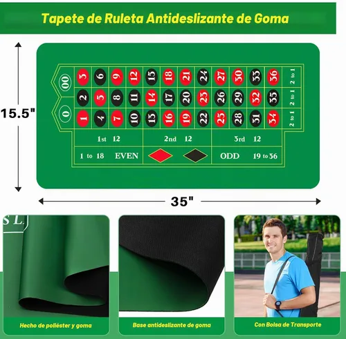 Vista 4 de Lunmon El juego de rueda de ruleta de madera de 20 pulgadas incluye rueda de madera maciza de 20 pulgadas con 4 bolas de ruleta de 47 x 23.6