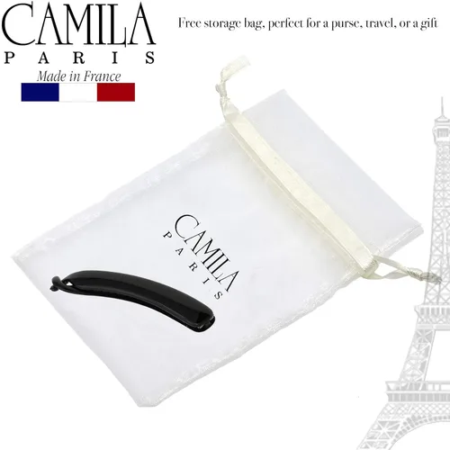Vista 6 de Camila Paris NV134 - Pinza para cabello francés, soporte flexible para cola de caballo clásico para niñas, peine de plátano entrelazado Negro