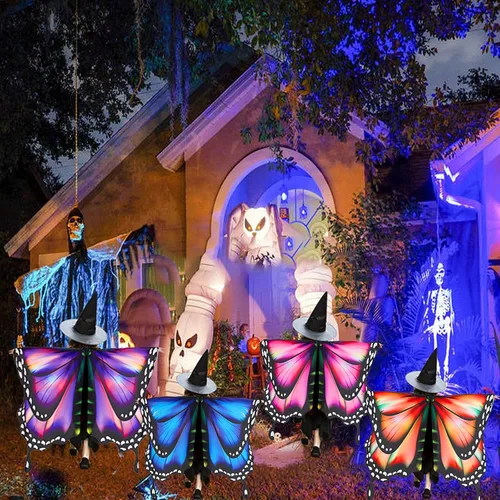 Vista 7 de Disfraz de Halloween de alas de mariposa para niñas incluye máscara y diadema con antenas