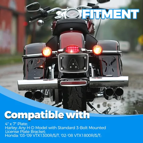Vista 2 de KUAFU Kit de montaje universal para placa de matrícula curvada compatible con Harley Davidson reemplazo de marco de soporte para 3148 acero negro