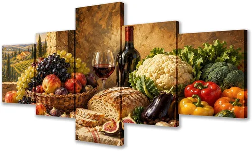 Vista 38 de TUMOVO - 5 cuadros de vino tinto con impresión de alta definición sobre lienzo.
