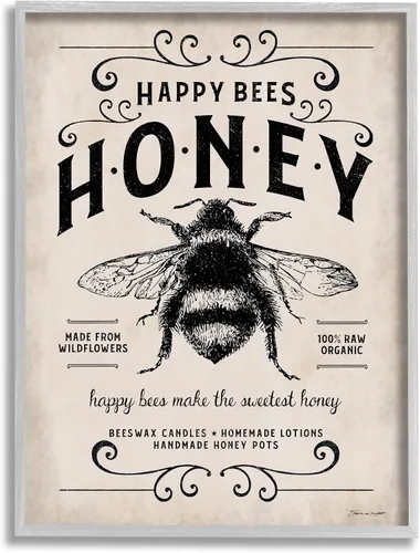 Vista 8 de Stupell Industries Honey Bee Rustic Farm - Placa de pared con diseño de palabras texturizadas, 10 x 15, multicolor