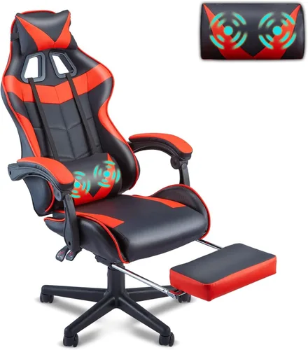 Vista 10 de Soontrans Silla de juegos azul claro con reposapiés, bonita silla de videojuegos de conejo, silla de escritorio Kawaii para nieta, hermana, novia