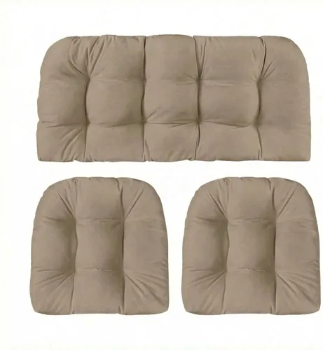 Vista 27 de RSH DECOR: Sunbrella - Juego de 3 cojines de mimbre copetudos 41 x 19 pulgadas y 19 x 19 pulgadas Fabricado con tela de rendimiento Sunbrella