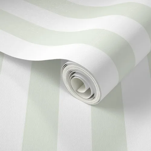 Vista 2 de Spoonflower Papel tapiz para despegar y pegar, diseño de rayas verdes verticales descoloridas, rayas verdes de verano, casa de campo, papel pintado
