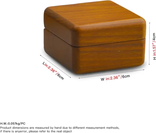 Vista 7 de Woodten Caja de anillo de boda de madera maciza Caja de anillo doble de madera cuadrada para propuesta