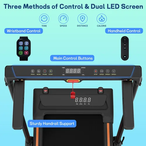 Vista 4 de Caminadora 4 en 1 con control remoto inclinado compacto 3.0HP plegable debajo del escritorio para oficina en casa, fitness, capacidad de 300 libras