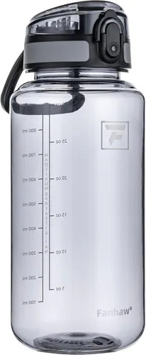 Vista 8 de Fanhaw Botella de agua Tritan transparente de 32 onzas, sin BPA y a prueba de fugas, boca ancha con tapa antipolvo, botella de plástico reutilizable