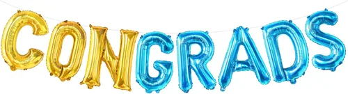 Vista 10 de KatchOn, Globo de felicitación negro y dorado de 16 pulgadas Globos de aluminio de felicitación para decoraciones de fiesta de graduación 2025