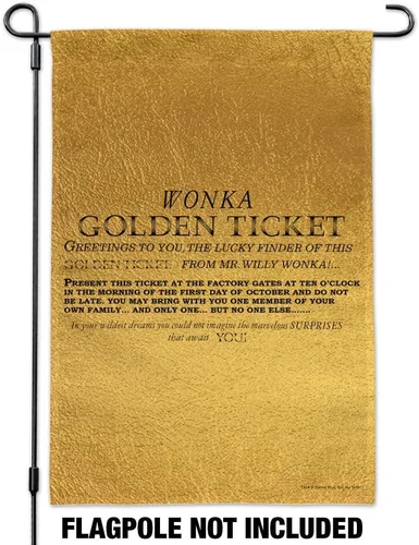 Vista 5 de Willy Wonka y la fábrica de chocolate Golden Ticket Garden Yard Flag