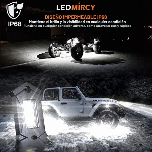 Vista 2 de LEDMIRCY Kit de luces de roca blanca pura con interruptor de arnés de cable, 12 luces LED de alta potencia para camiones, UTV, ATV, SUV