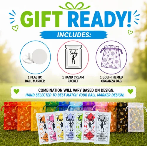Vista 5 de Giggle Golf Marcador de pelota de golf brillante con collar de golf para mujer Agujero 19