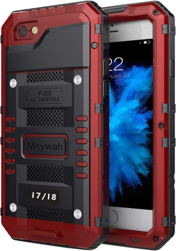 Vista 73 de Mitywah Funda impermeable para iPhone 7/iPhone 8 / iPhone SE 2020, funda de metal resistente de grado militar, protección de cuerpo completo