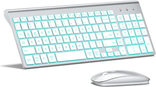 Vista 11 de TopMate Combo de teclado y mouse inalámbricos ultradelgados, 2.4G silencioso compacto USB 2400DPI mouse e interruptor de tijera, juego de teclado