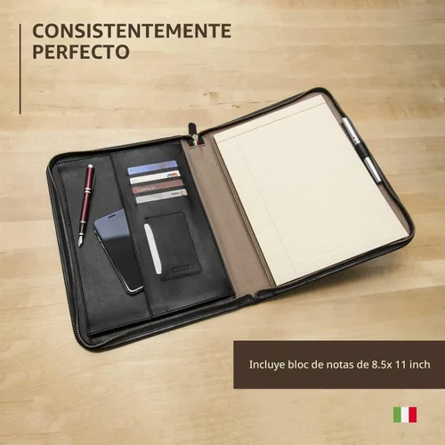 Vista 3 de Maruse italiano portadocumentos de piel – fabricado en Italia, Negro