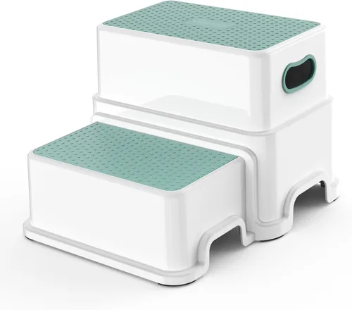 Vista 11 de Victostar Taburete de 2 pasos para niños, taburete antideslizante resistente para niños pequeños de dos pasos para entrenamiento de inodoro, baño