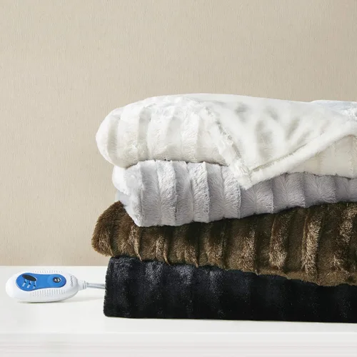 Vista 6 de Beautyrest Duke - Manta eléctrica de lujo extragrande con forro de pelo largo cepillado de imitación, suave y acogedora, con control de 3 niveles