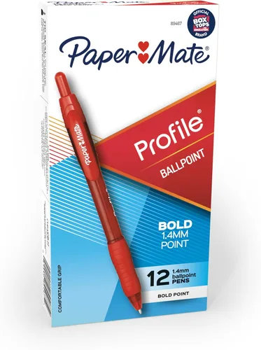 Vista 11 de Paper Mate Profile Bolígrafos retráctiles de punta redonda, negrita, 1.4mm, colores surtidos, 12 unidades - Para la vuelta a clases, hogar, oficina