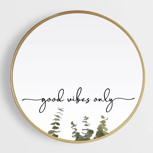 Vista 5 de Calcomanía de espejo "Good Vibes Only" – Adhesivo de vinilo negro con cita motivacional, arte de pared de afirmación positiva para baño, dormitorio