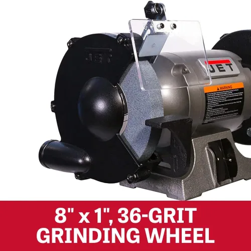 Vista 3 de JET Amoladora de banco de 8 pulgadas con rueda de alambre, 3450 RPM, 1 HP, 115V 1Ph (JBG-8W)