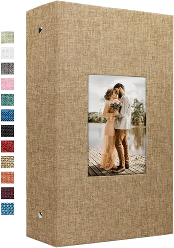 Vista 11 de Vienrose - Álbum de fotos de 4 x 6 pulgadas, 100 páginas, cubierta de lino con ventana frontal, para bebés, bodas, familias, niños y aniversarios