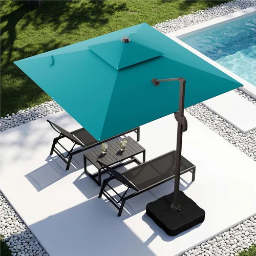 Vista 25 de Sombrilla voladiza para patio, 9 x 12 pies, sombrilla giratoria Beige