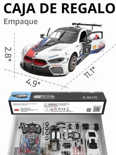 Vista 4 de RASTAR Construye tu propio kit de coche RC BMW M8 GTE con calcomanías