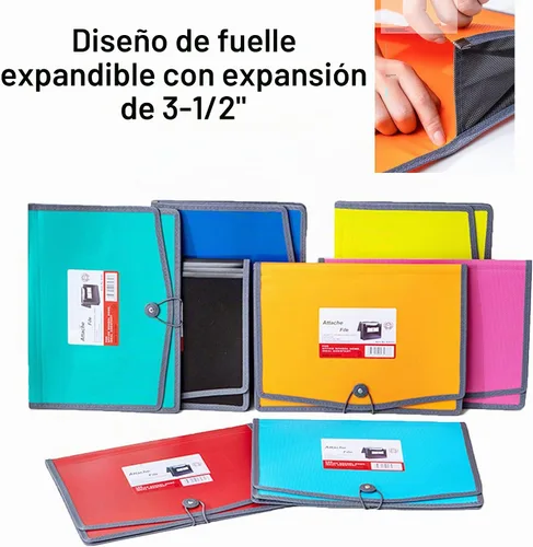 Vista 3 de FANWU Paquete de 4 carpetas de plástico expandibles para documentos con cordón elástico y cierre de botón, tamaño carta, expansión de 3.5 pulgadas 4