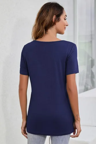 Vista 6 de Sosolism 3 Pack Maternity Nursing Short Sleeve Tops for Breastfeeding