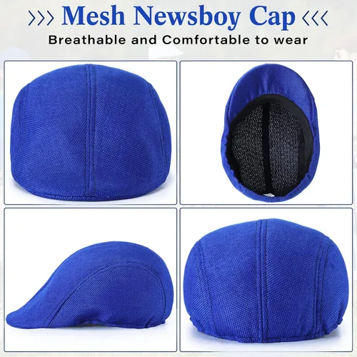 Vista 4 de Eurzom 11 piezas de gorra plana para hombre, sombreros irlandeses de periódicos para hombres, gorra de caza de taxista, tejido de algodón similar al