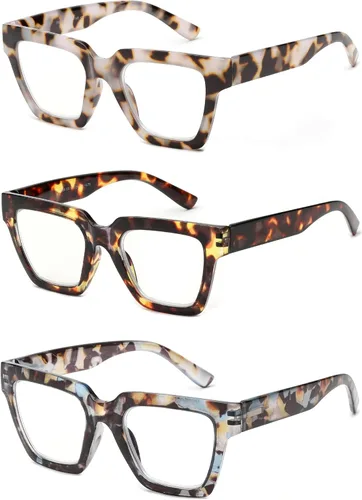 Vista 2 de Yogo Vision Blue Light Blocking Reading Glasses for Women Big Square Oversized Computer Readers (3 Pack)
