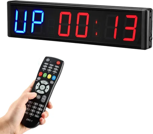 Vista 8 de Temporizador de gimnasio de 3 pulgadas, reloj de fitness para el hogar, Tabata, cuenta regresiva y superior con control remoto (azul rojo)