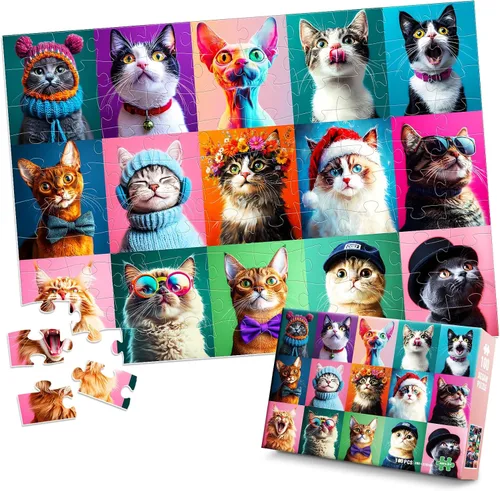 Vista 9 de Rompecabezas de 100 piezas de perros divertidos multicolor, rompecabezas de piezas grandes para niños de 4 a 6, 6 a 8, 8 a 10 años, rompecabezas