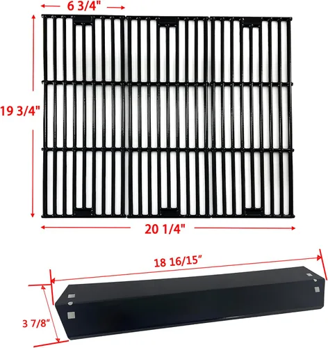 Vista 2 de Kit de piezas DG234 Placas térmicas y rejilla de cocción de hierro fundido de repuesto para modelos Chargriller 3001 3030 4000 5050 5072,5252, 5650