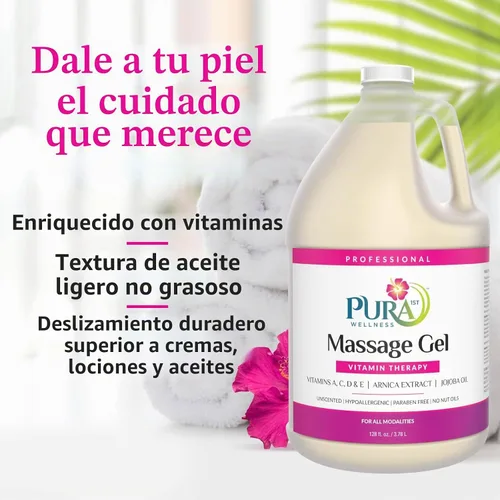 Vista 2 de Vitamin Therapy - Gel de masaje de 1 galón, vitamina E, profesional, terapia de masaje, tejido profundo, sin perfume, hipoalergénico, ingredientes