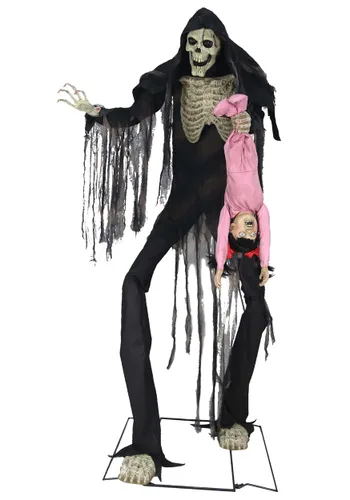 Vista 6 de Boogeyman Animado de 7 Pies con Niño - Decoración de Halloween Multicolor