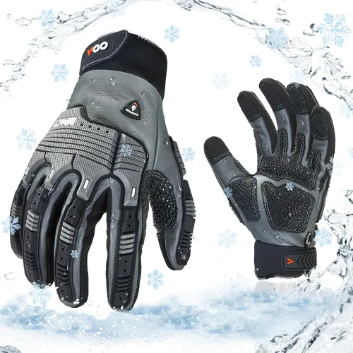 Vista 7 de Vgo... 1 Par -20℃/-4°F A PRUEBA DE FRÍO, Guantes de Cuero de Trabajo de Invierno, Guantes de Impacto, Anti-Vibración, Resistentes al Agua (CA7722FW)