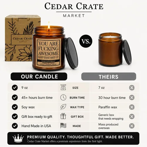 Vista 2 de Cedar Crate Market - Vela You are Fucking Awesome (You are Fucking Awome), divertido regalo de aliento para amigos, compañeros de trabajo, familia