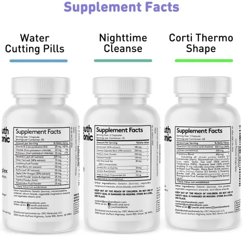 Vista 7 de Youth & Tonic Sculpt Shred Cleanse Detox 3X pastillas para perder peso: supresor del apetito, quemador de grasa, refuerzo de energía y limpieza
