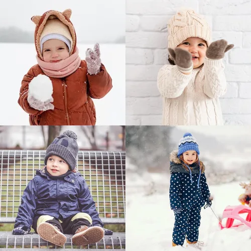 Vista 5 de Guantes de punto para bebés, niños y niñas, guantes de invierno para recién nacidos, guantes de 0 a 3 años