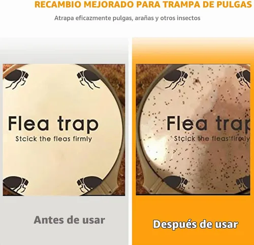 Vista 6 de Trampas para pulgas para el interior de tu hogar con recambios de almohadillas adhesivas y bombillas