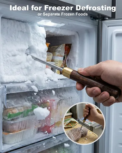 Vista 5 de Pico de hielo de acero inoxidable con cubierta de seguridad, herramienta para romper hielo, mango de madera antideslizante para fácil de agarrar, 9