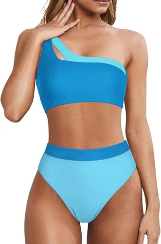 Vista 168 de MOOSLOVER Traje de baño de dos piezas con corte alto y cintura alta para mujer