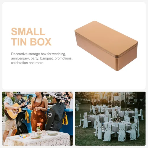 Vista 7 de UPKOCH Tarros de caramelo con tapas, 2 piezas, caja de lata vacía rectangular con tapa, caja de almacenamiento de hojalata, contenedor de lata